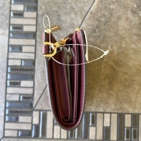 Michael Kors Jet Set Travel Large Double Zip Wristlet Wallet Dark Cherry Leather - Picture 4 of 16